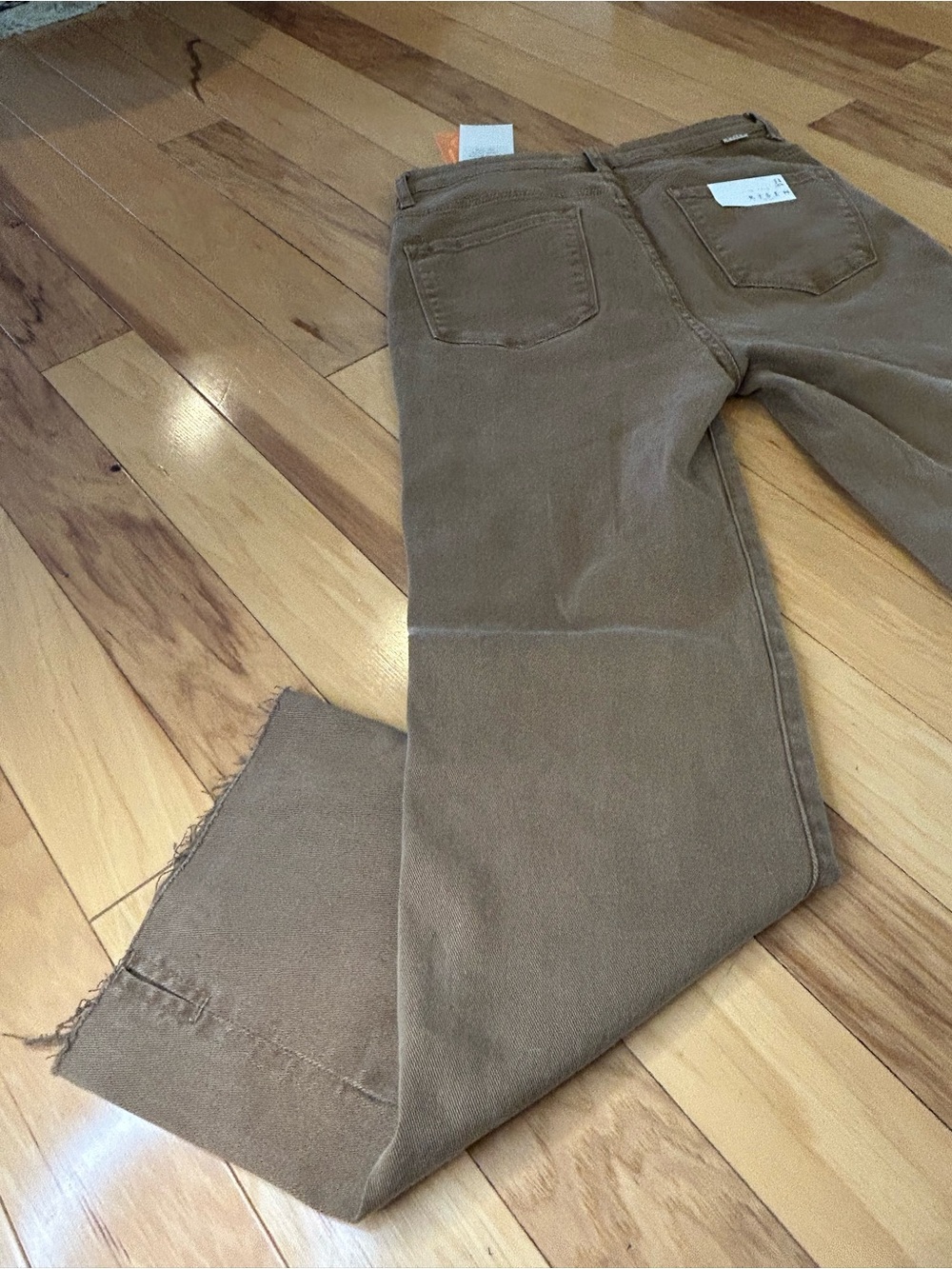 NWT Risen Cocoa Brown High Rise Raw Hem Slit Straight Juniors Jeans - Picture 7 of 16
